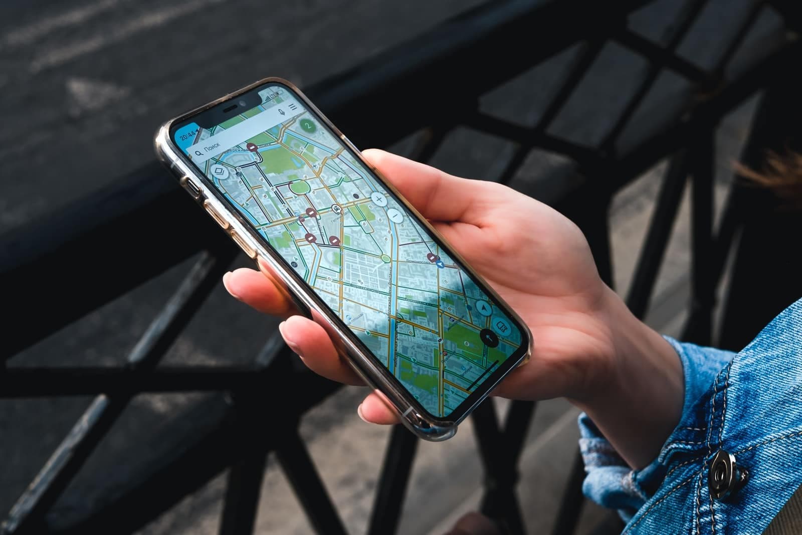 City map on a smartphone