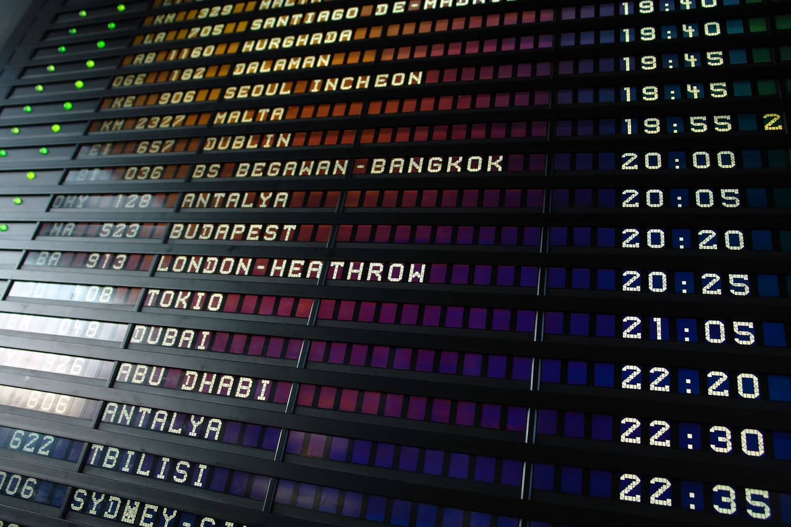 Airport departures board