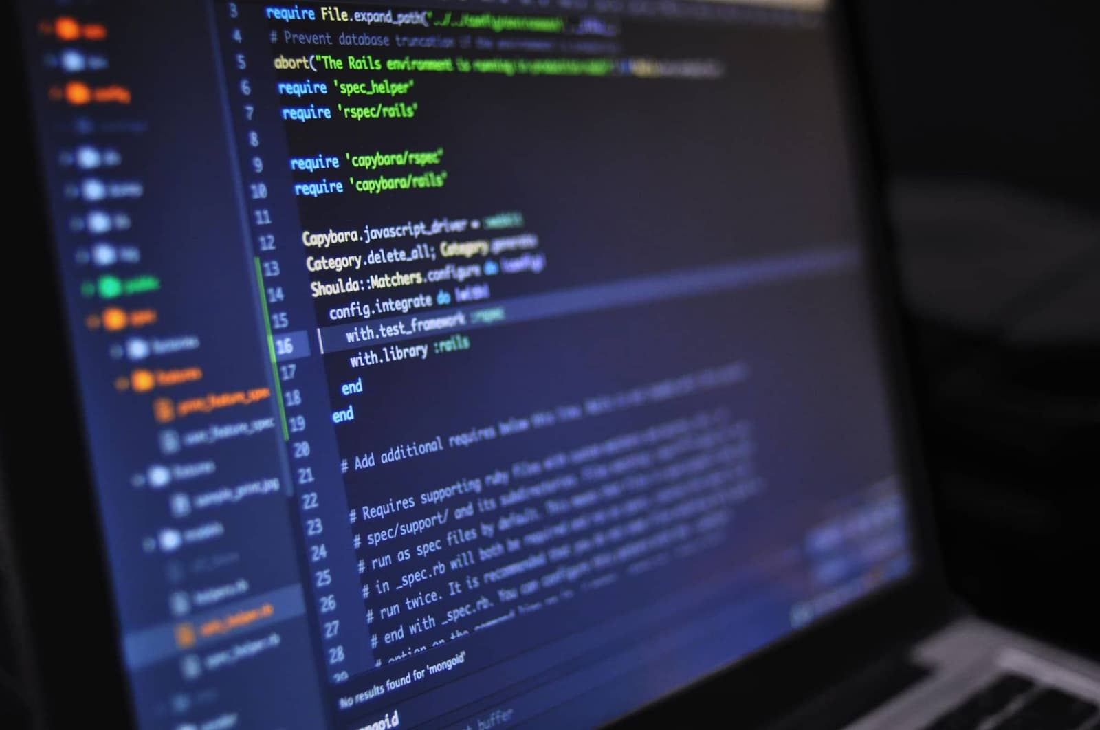 Código informático en una pantalla