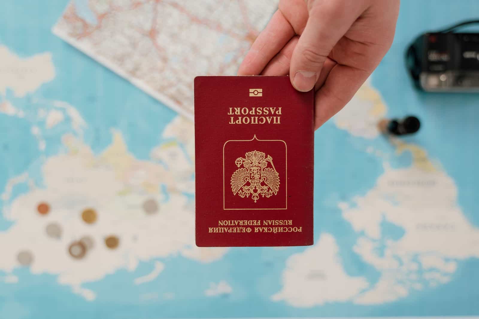 Passport and documents for a visa application
